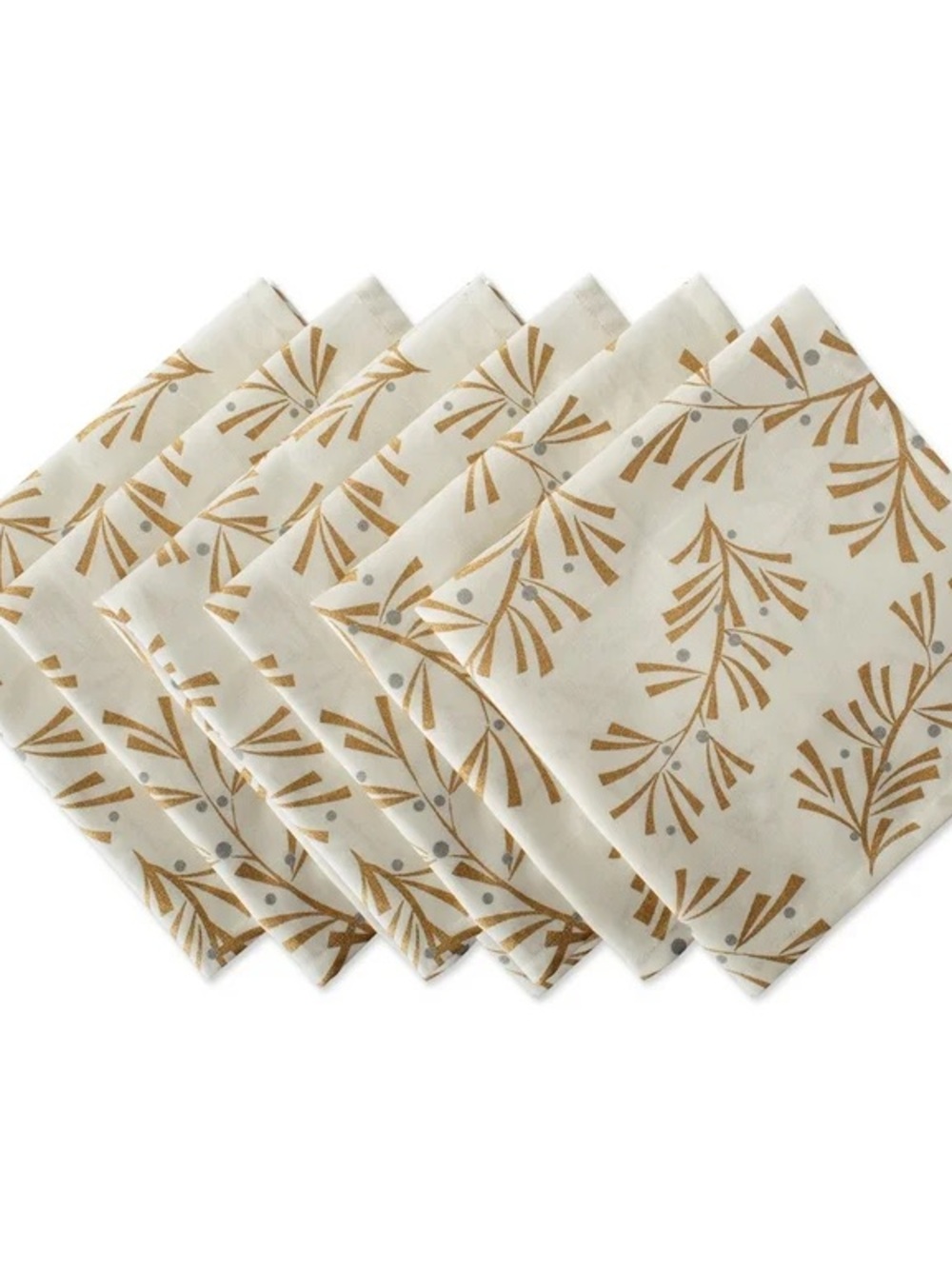 Cotton Decorative Napkins in Cream and Gold - Set of 6